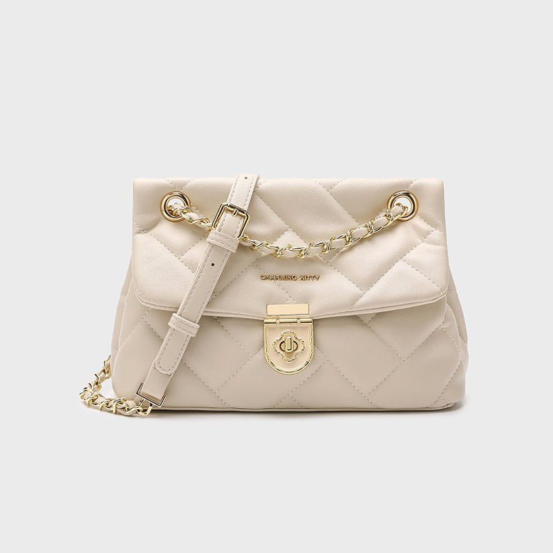 Women's Quilted Chain Bag, New Niche Crossbody Bag, Underarm Shoulder Small Square Bag, High-end and Light Luxury Design, Fashionable Commuter Bag.