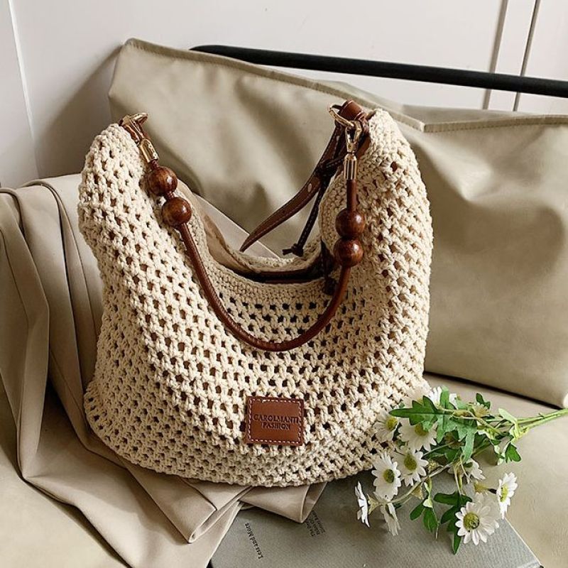 New Summer Hollow Woven Bag for Women, Large Capacity Shoulder Crossbody Tote Bag, Perfect for Beach Vacations