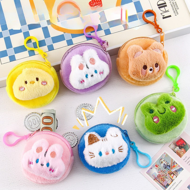 6 Animal Bunny Plush Wallet Cute Soft Cartoon Coin Storage Bag Student Portable Earphone Bag