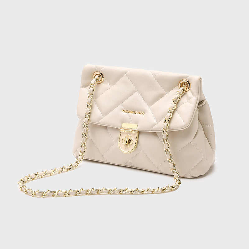 Women's Quilted Chain Bag, New Niche Crossbody Bag, Underarm Shoulder Small Square Bag, High-end and Light Luxury Design, Fashionable Commuter Bag.
