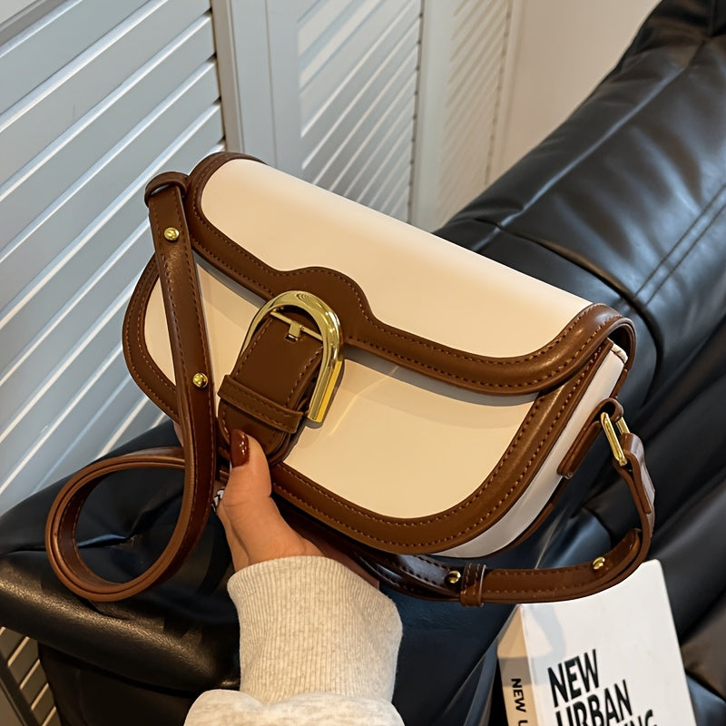 Women' French Style Small Crossbody - Buckle Closure Shoulder & Underarm Purse, Lightweight Compact Suitable for Autumn Winter, Casual Office Streetwear, Handbag for Outfits,