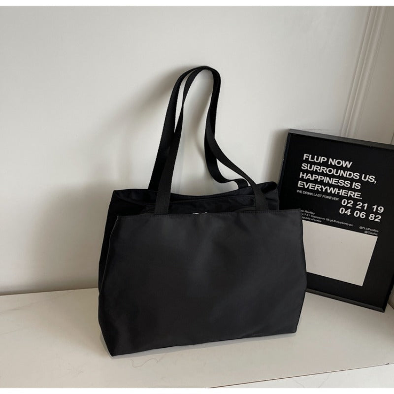 Fashionable Solid Color Simple Shoulder Bag Casual Handheld Tote Bag for Shopping and Commuting, Versatile Women's Tote