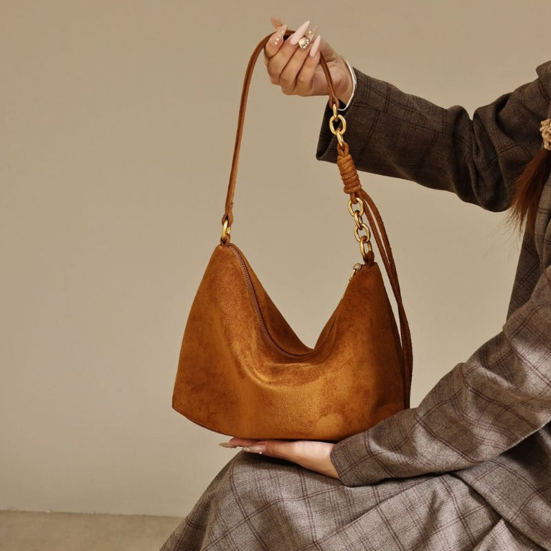 Women'S Frosted Leather Tote Bag, New Autumn And Winter Underarm Shoulder Bag, Niche High-End Design, Large-Capacity Easy Fashion, Versatile Commuter Women'S Bag