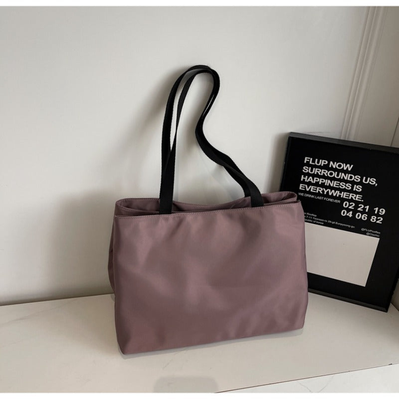 Fashionable Solid Color Simple Shoulder Bag Casual Handheld Tote Bag for Shopping and Commuting, Versatile Women's Tote