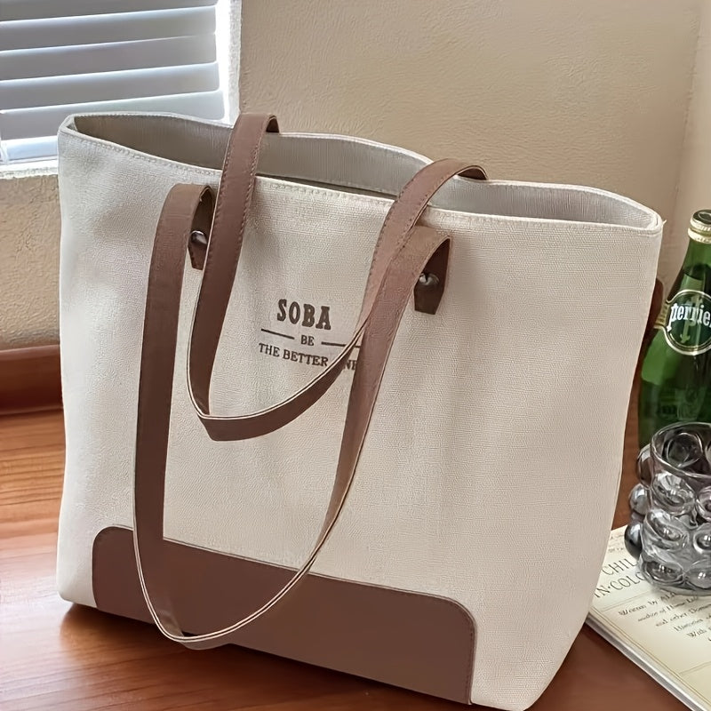 Women'S Easy High-End Commuter Canvas Tote Bag, Literary, Casual And Versatile Student Handbag And Shoulder Bag