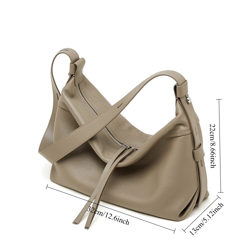 Women's Genuine Leather Tote Bag, New Winter Style, Large Capacity, High-quality Genuine Leather Crossbody Bag, Versatile Design for Commuting, Fashionable Everyday Women's Bag.