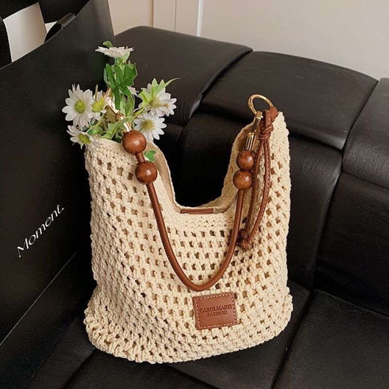 New Summer Hollow Woven Bag for Women, Large Capacity Shoulder Crossbody Tote Bag, Perfect for Beach Vacations