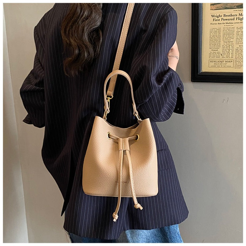 New Bucket Bag, Fashionable and Simple, Large-capacity Handbag for Women, Drawstring Shoulder and Crossbody Bag