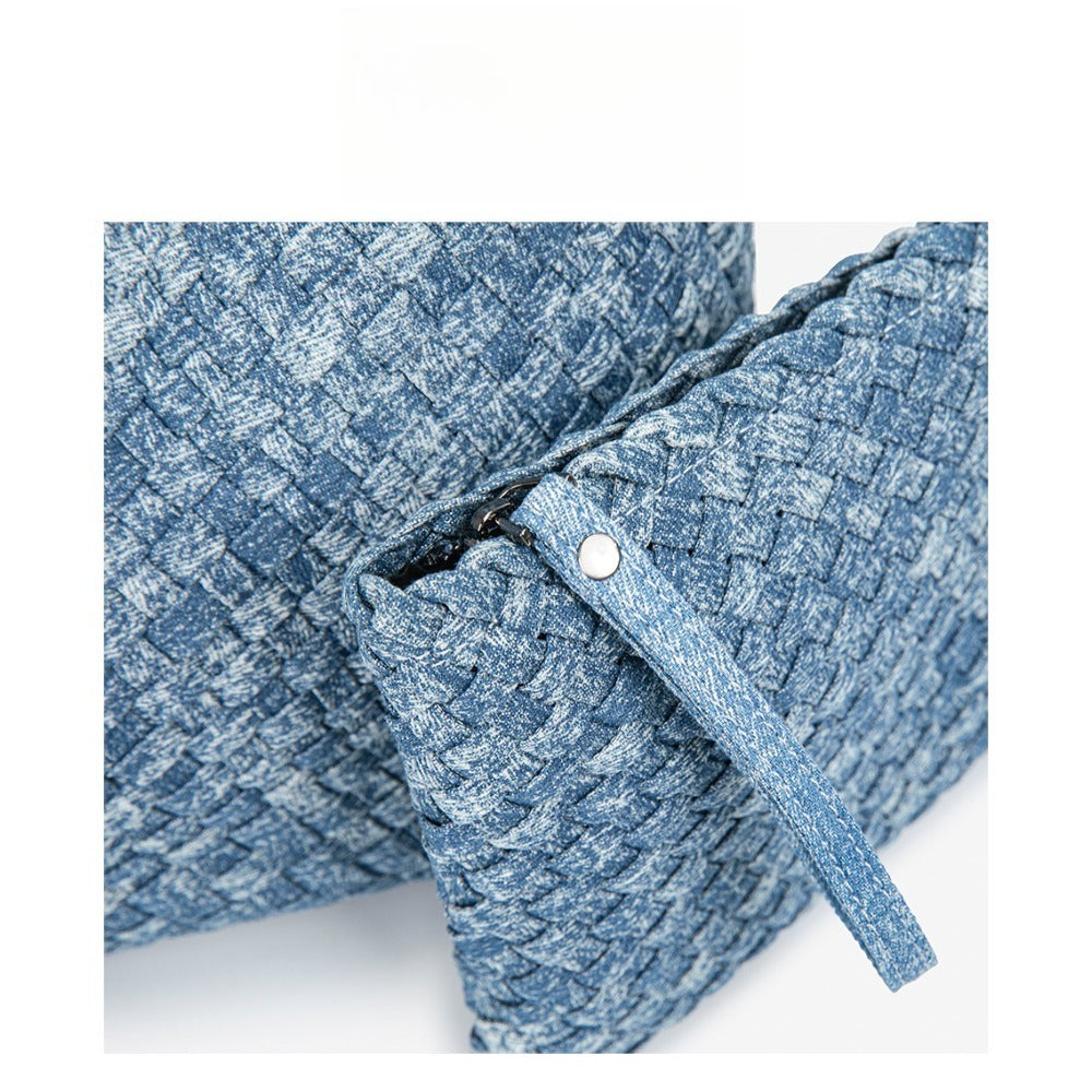 Large Capacity Hand-Woven Denim Tote Bag, Stylish And Versatile, Perfect for Mothers And Daughters, Can Be Used As an Underarm Bag