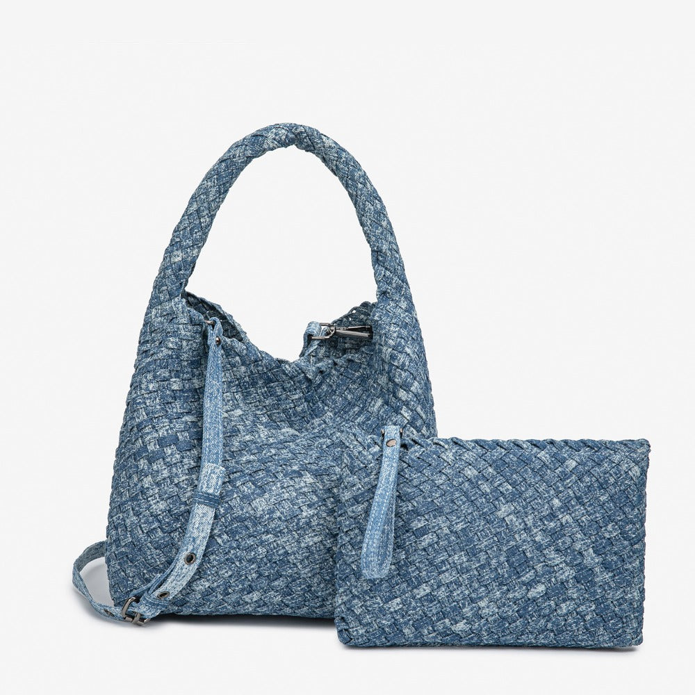 Large Capacity Hand-Woven Denim Tote Bag, Stylish And Versatile, Perfect for Mothers And Daughters, Can Be Used As an Underarm Bag