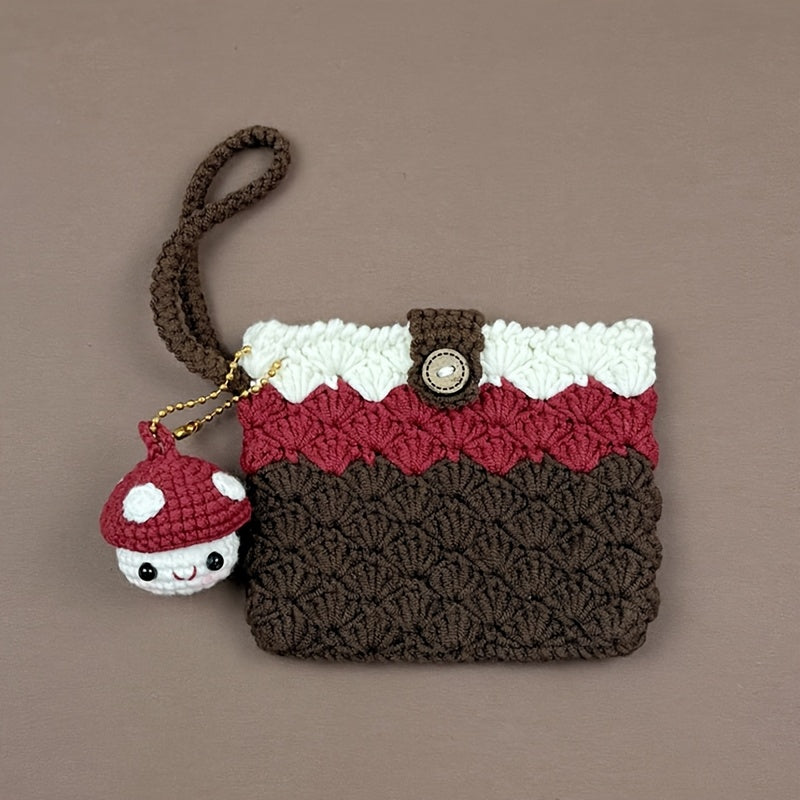 One Charming Crocheted Coin Pouch Featuring a Delightful Fruit Charm, Crafted from Yarn with a Wrist Strap, Ideal for Daily Use And As a Holiday Present