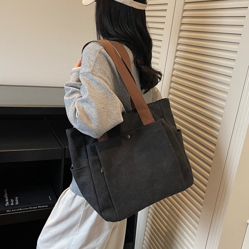 Large-capacity Simple Tote Bag 2026 New Model Handbag Single Shoulder Student Commuter Casual Versatile Ins Style for Women