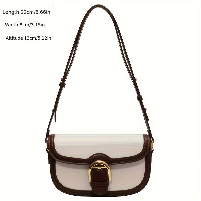 Women' French Style Small Crossbody - Buckle Closure Shoulder & Underarm Purse, Lightweight Compact Suitable for Autumn Winter, Casual Office Streetwear, Handbag for Outfits,