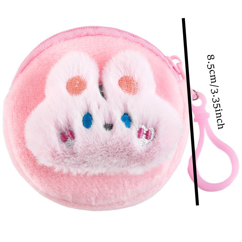 6 Animal Bunny Plush Wallet Cute Soft Cartoon Coin Storage Bag Student Portable Earphone Bag