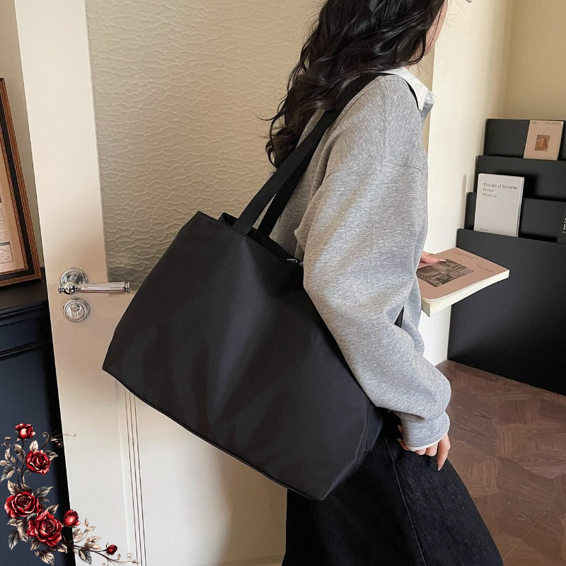 Fashionable Solid Color Simple Shoulder Bag Casual Handheld Tote Bag for Shopping and Commuting, Versatile Women's Tote