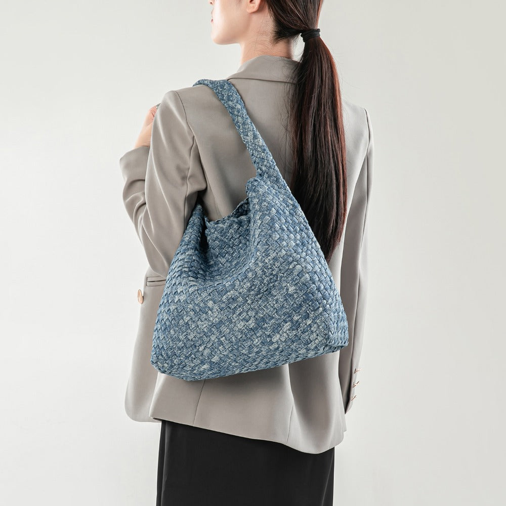 Large Capacity Hand-Woven Denim Tote Bag, Stylish And Versatile, Perfect for Mothers And Daughters, Can Be Used As an Underarm Bag