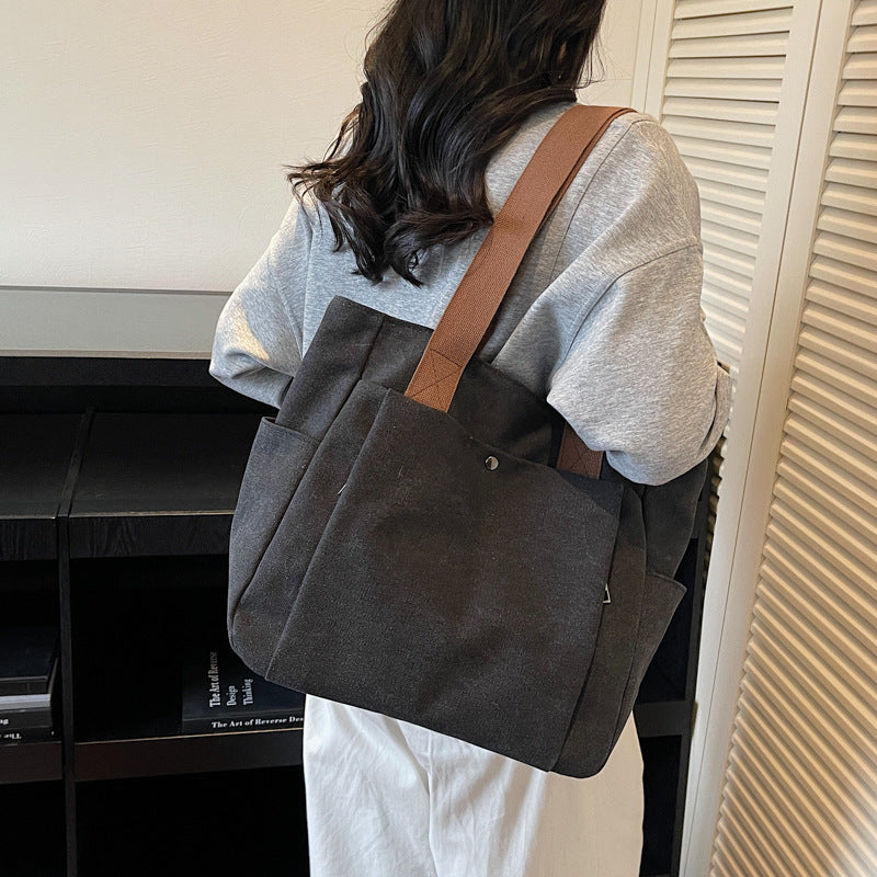Large-capacity Simple Tote Bag 2026 New Model Handbag Single Shoulder Student Commuter Casual Versatile Ins Style for Women