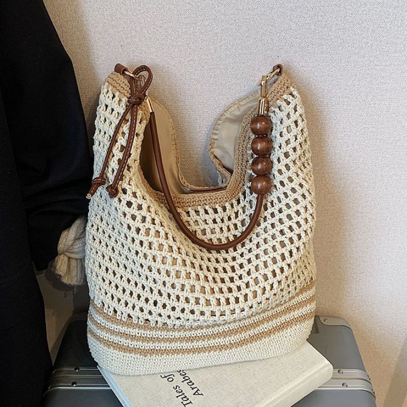 New Summer Hollow Woven Bag for Women, Large Capacity Shoulder Crossbody Tote Bag, Perfect for Beach Vacations