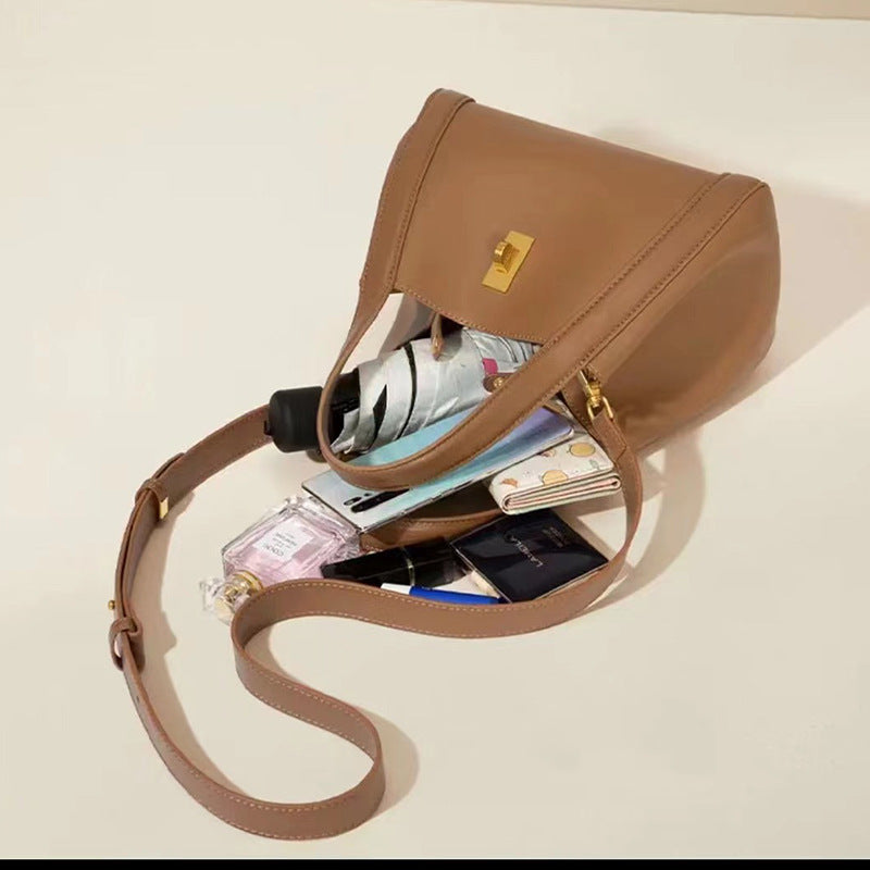 Women's Genuine Leather Tote Bag, Unique Basket-style Handbag, High-quality Shoulder Bag, Genuine Leather Crossbody Design, Versatile Commuter Bag for Women.