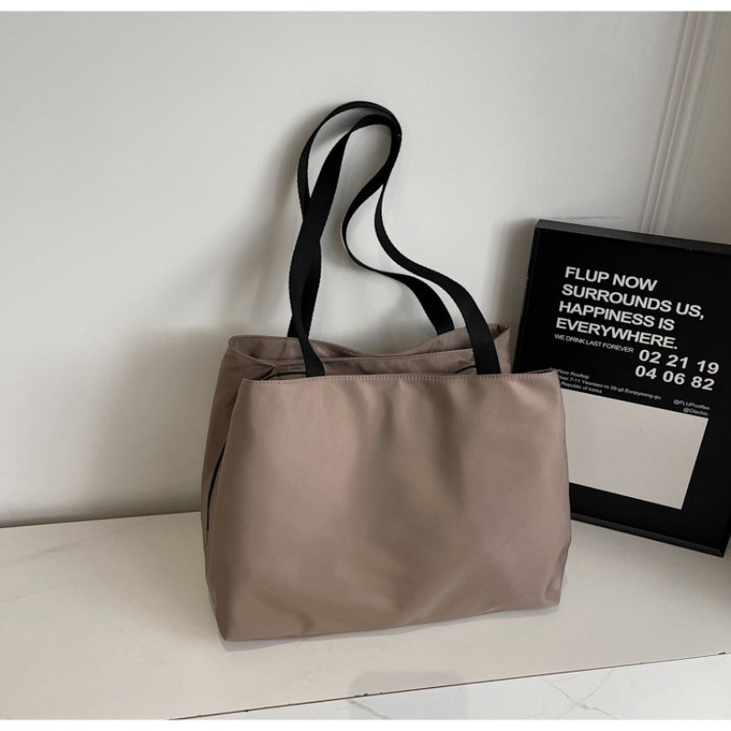 Fashionable Solid Color Simple Shoulder Bag Casual Handheld Tote Bag for Shopping and Commuting, Versatile Women's Tote