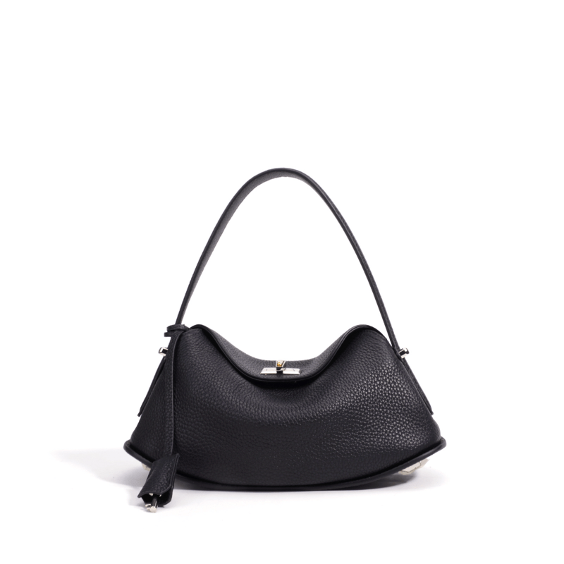 Head Layer Cowhide Crescent Bag, Women's One Shoulder Crossbody Handbag, Simple Korean Version Niche Design, Fashionable and Versatile Real Genuine Leather Bag, Texture Soft Genuine Leather Essential for Commuting