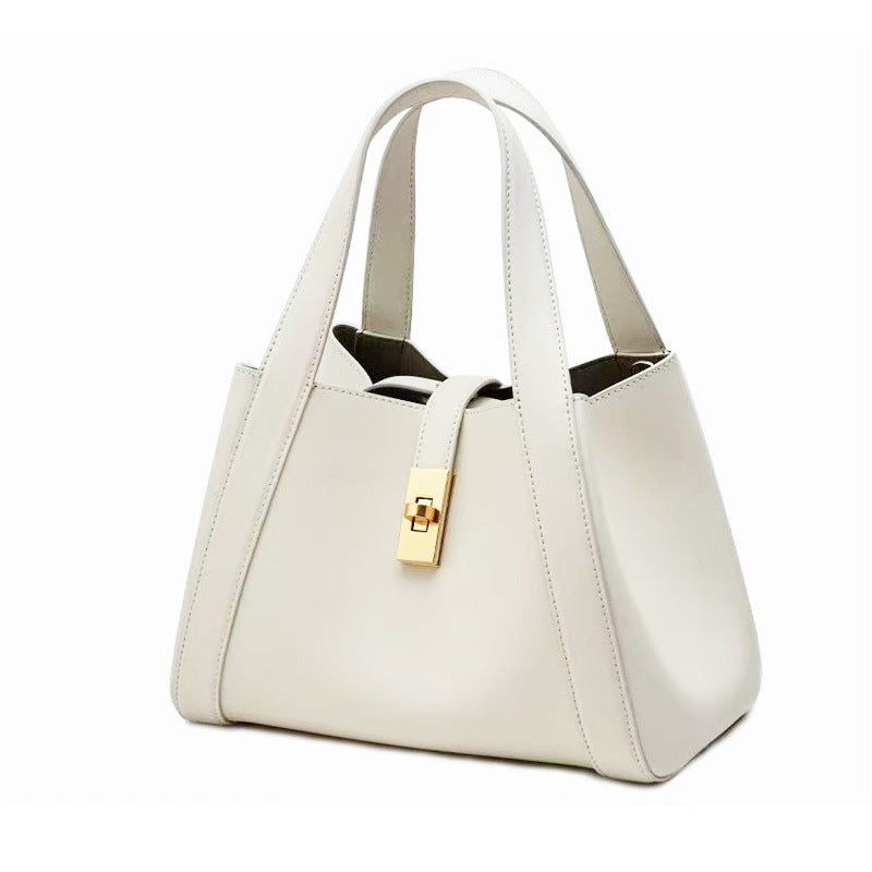 Women's Genuine Leather Tote Bag, Unique Basket-style Handbag, High-quality Shoulder Bag, Genuine Leather Crossbody Design, Versatile Commuter Bag for Women.