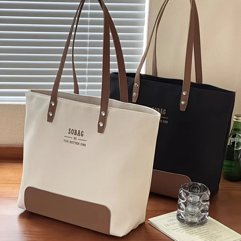 Women'S Easy High-End Commuter Canvas Tote Bag, Literary, Casual And Versatile Student Handbag And Shoulder Bag