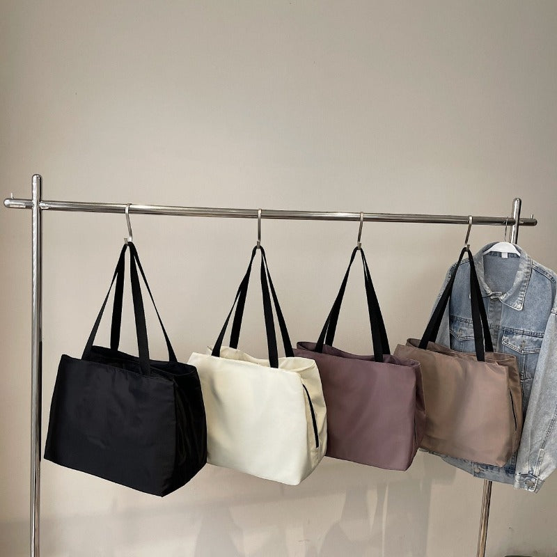 Fashionable Solid Color Simple Shoulder Bag Casual Handheld Tote Bag for Shopping and Commuting, Versatile Women's Tote