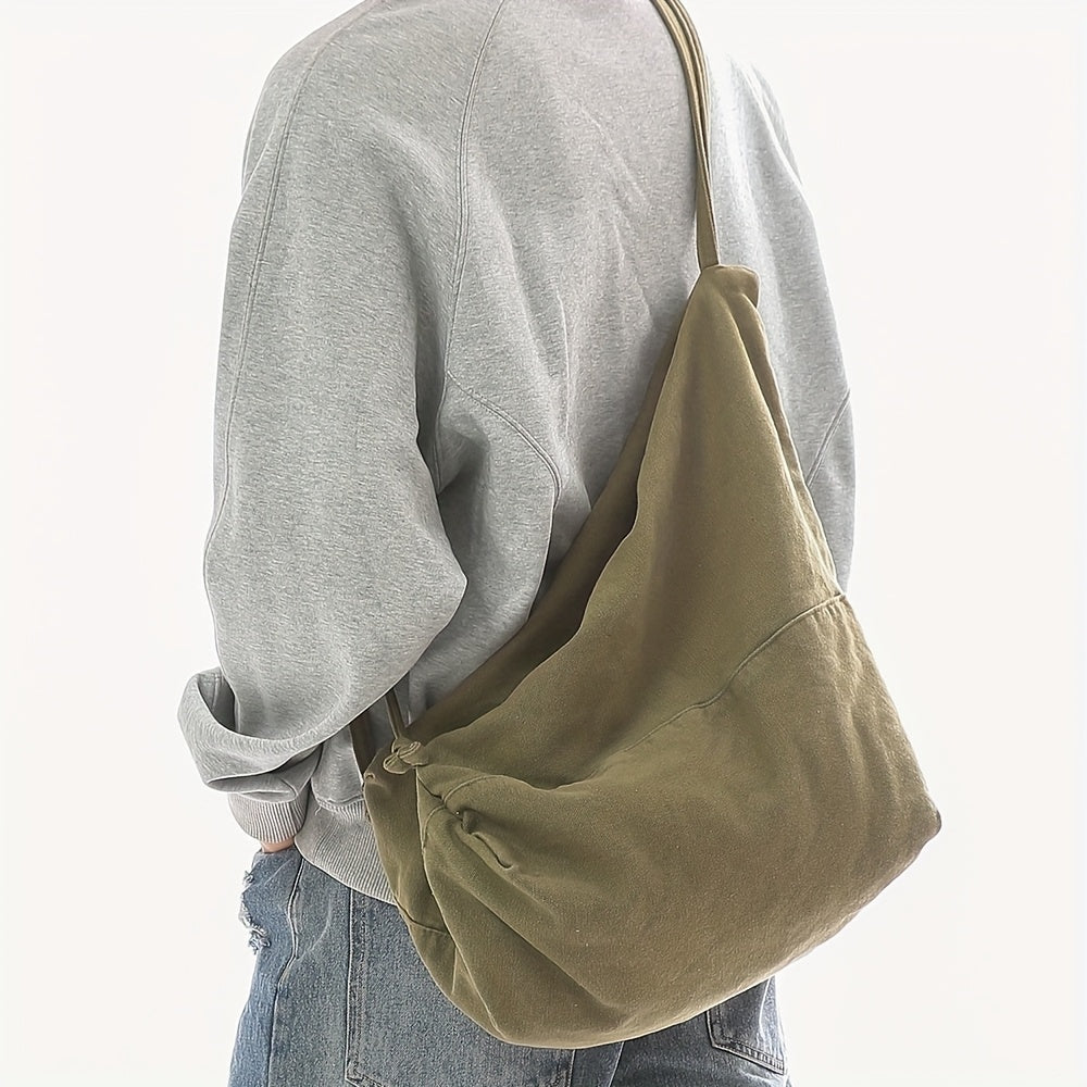 Fashion Versatile Bag Vintage Japanese-Style Canvas Shoulder Bag | Men's & Women's Multi-Functional Dual-Backpack, Large-Capacity Casual Commuter Tote, Solid-Color Crossbody