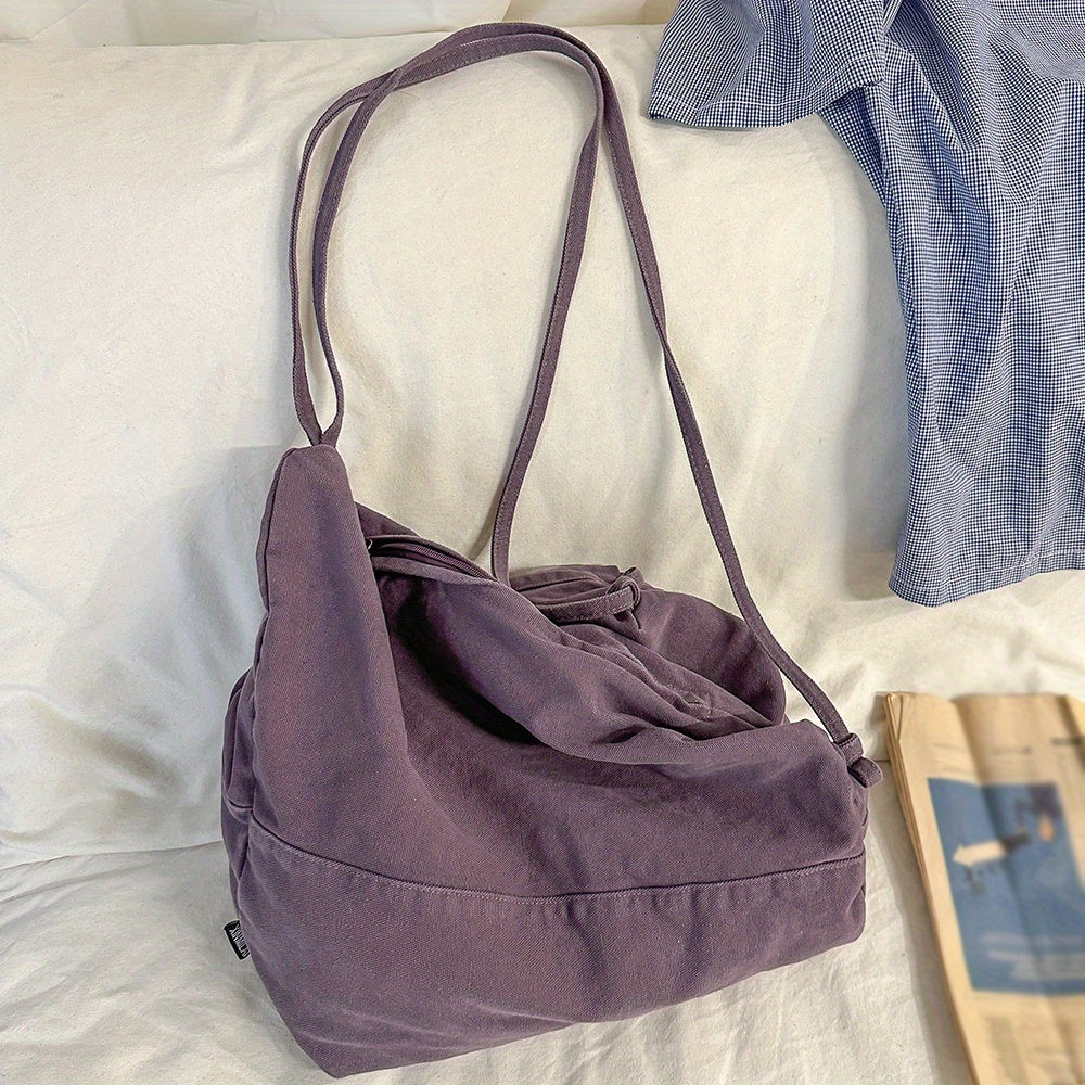 Fashion Versatile Bag Vintage Japanese-Style Canvas Shoulder Bag | Men's & Women's Multi-Functional Dual-Backpack, Large-Capacity Casual Commuter Tote, Solid-Color Crossbody