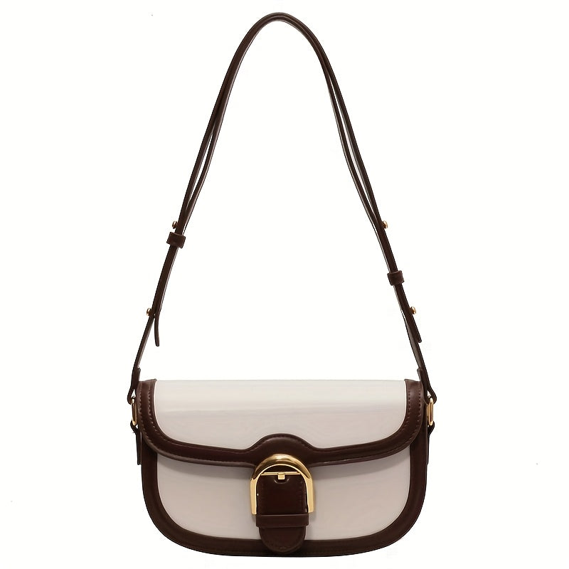 Women' French Style Small Crossbody - Buckle Closure Shoulder & Underarm Purse, Lightweight Compact Suitable for Autumn Winter, Casual Office Streetwear, Handbag for Outfits,