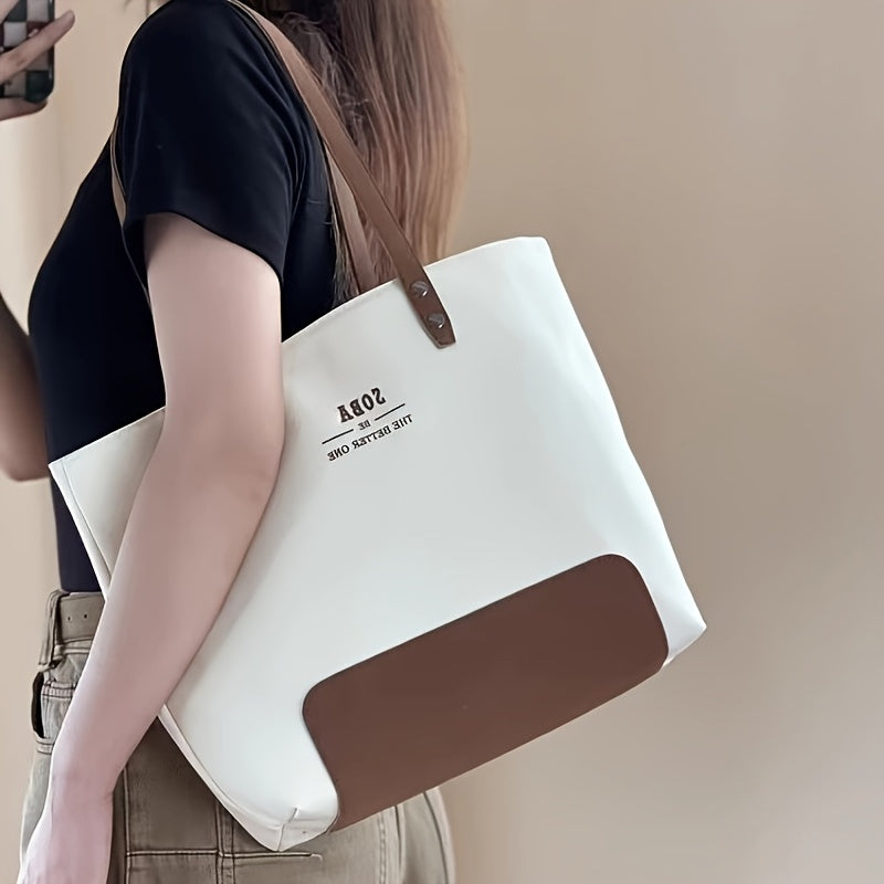 Women'S Easy High-End Commuter Canvas Tote Bag, Literary, Casual And Versatile Student Handbag And Shoulder Bag