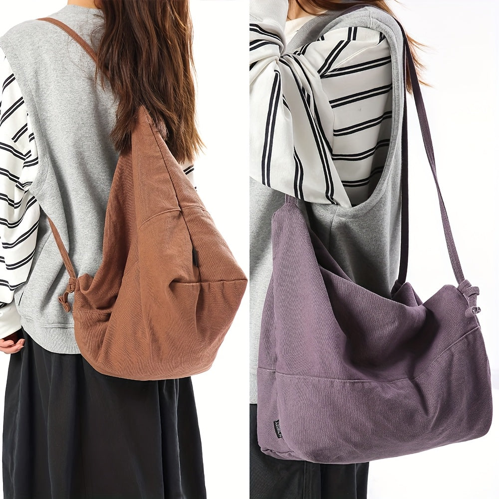 Fashion Versatile Bag Vintage Japanese-Style Canvas Shoulder Bag | Men's & Women's Multi-Functional Dual-Backpack, Large-Capacity Casual Commuter Tote, Solid-Color Crossbody