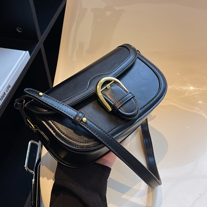 Women' French Style Small Crossbody - Buckle Closure Shoulder & Underarm Purse, Lightweight Compact Suitable for Autumn Winter, Casual Office Streetwear, Handbag for Outfits,