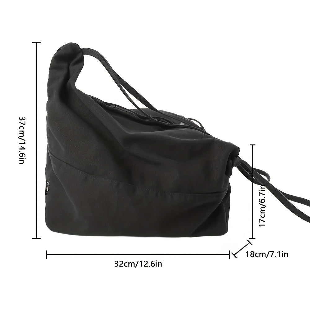 Fashion Versatile Bag Vintage Japanese-Style Canvas Shoulder Bag | Men's & Women's Multi-Functional Dual-Backpack, Large-Capacity Casual Commuter Tote, Solid-Color Crossbody