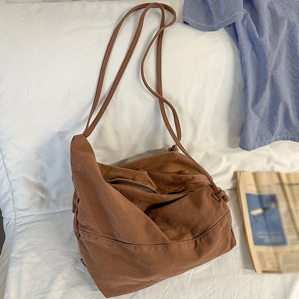 Fashion Versatile Bag Vintage Japanese-Style Canvas Shoulder Bag | Men's & Women's Multi-Functional Dual-Backpack, Large-Capacity Casual Commuter Tote, Solid-Color Crossbody