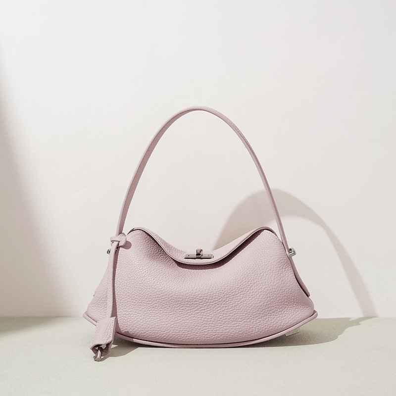 Head Layer Cowhide Crescent Bag, Women's One Shoulder Crossbody Handbag, Simple Korean Version Niche Design, Fashionable and Versatile Real Genuine Leather Bag, Texture Soft Genuine Leather Essential for Commuting