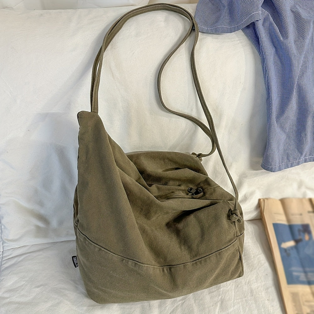 Fashion Versatile Bag Vintage Japanese-Style Canvas Shoulder Bag | Men's & Women's Multi-Functional Dual-Backpack, Large-Capacity Casual Commuter Tote, Solid-Color Crossbody