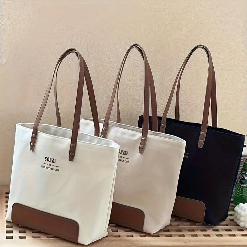 Women'S Easy High-End Commuter Canvas Tote Bag, Literary, Casual And Versatile Student Handbag And Shoulder Bag
