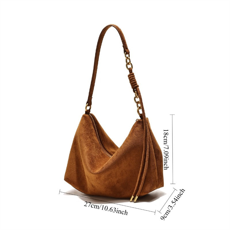 Women'S Frosted Leather Tote Bag, New Autumn And Winter Underarm Shoulder Bag, Niche High-End Design, Large-Capacity Easy Fashion, Versatile Commuter Women'S Bag