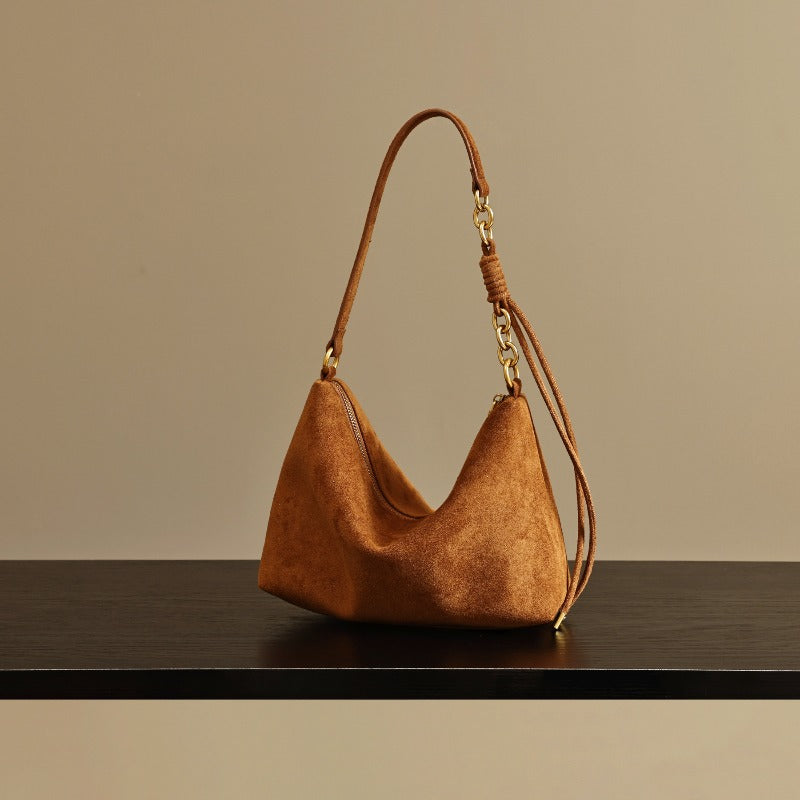 Women'S Frosted Leather Tote Bag, New Autumn And Winter Underarm Shoulder Bag, Niche High-End Design, Large-Capacity Easy Fashion, Versatile Commuter Women'S Bag