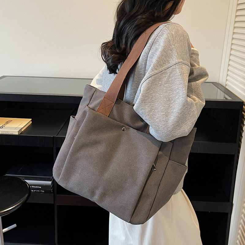 Large-capacity Simple Tote Bag 2026 New Model Handbag Single Shoulder Student Commuter Casual Versatile Ins Style for Women